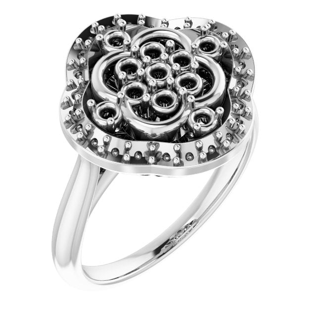 Sterling Silver Halo-Style Cluster Ring Mounting