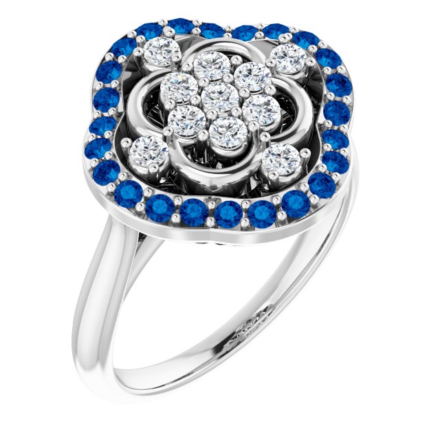 Platinum Natural Blue Sapphire & 1/3 CTW Natural Diamond Ring