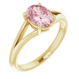 72019 / Solitaire / Ring / Set / 14K Yellow / Natural Pink Morganite / Oval / 8 X 6 Mm / Polished / Natural Pink Morganite Ring
