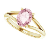 72019 / Solitaire / Ring / Set / 14K Yellow / Natural Pink Morganite / Oval / 8 X 6 Mm / Polished / Natural Pink Morganite Ring