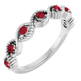 Platinum Lab-Grown Ruby Stackable Ring