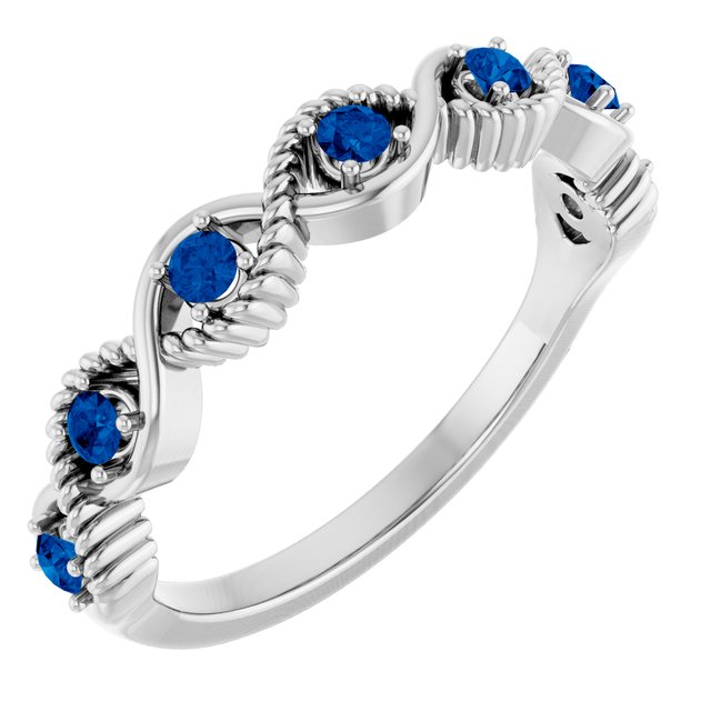 Sterling Silver Natural Blue Sapphire Stackable Ring