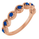 14K Rose Natural Blue Sapphire Stackable Ring