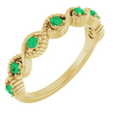 14K Yellow Natural Emerald Stackable Ring