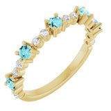 14K Yellow Natural Blue Zircon & 1/6 CTW Natural Diamond Ring