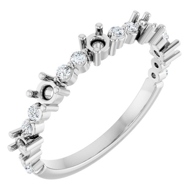 Sterling Silver 1/6 CTW Natural Diamond Semi-Set Stackable Ring