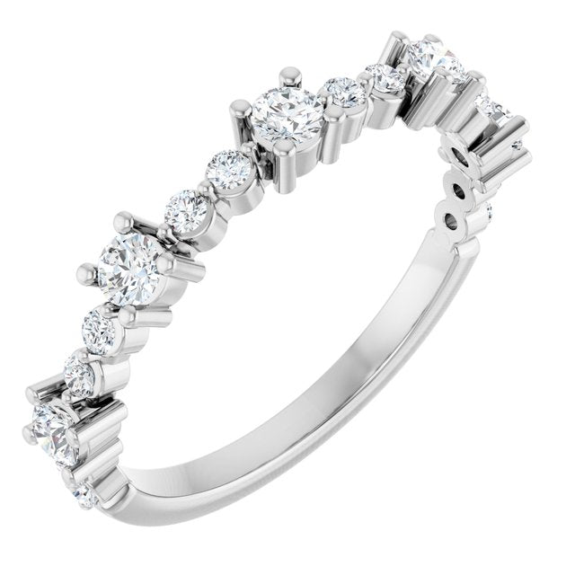 Sterling Silver Natural White Sapphire & 1/6 CTW Natural Diamond Ring