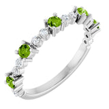 Sterling Silver Natural Peridot & 1/6 CTW Natural Diamond Ring