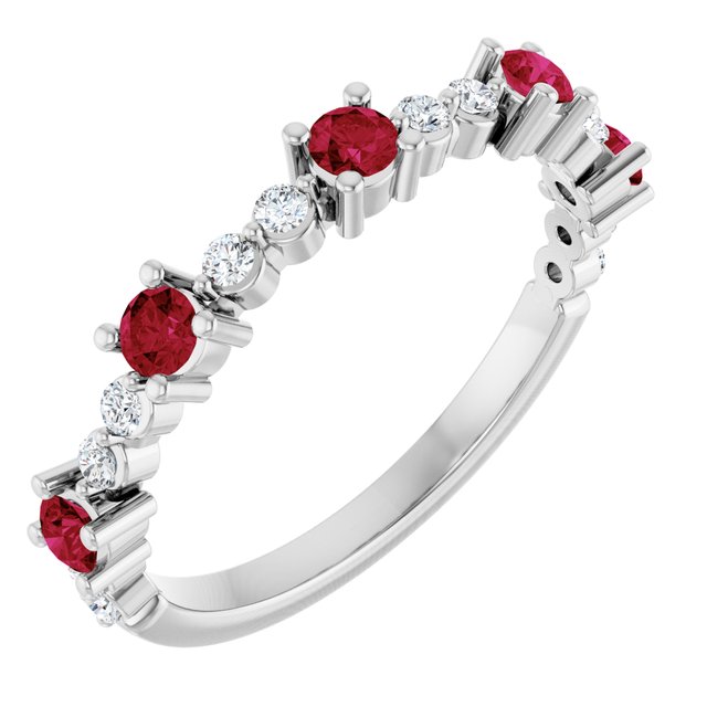 Platinum Natural Ruby & 1/6 CTW Natural Diamond Ring