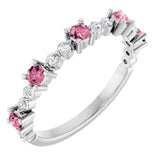 Sterling Silver Natural Pink Tourmaline & 1/6 CTW Natural Diamond Ring