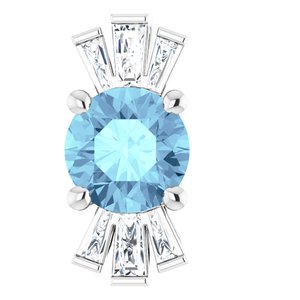 Sterling Silver Natural Aquamarine & 1/6 CTW Natural Diamond Pendant