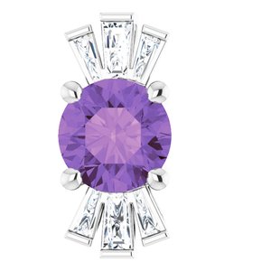 Platinum Natural Amethyst & 1/6 CTW Natural Diamond Pendant