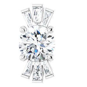 14K White Natural White Sapphire & 1/6 CTW Natural Diamond Pendant
