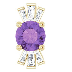 14K Yellow Natural Amethyst & 1/6 CTW Natural Diamond Pendant