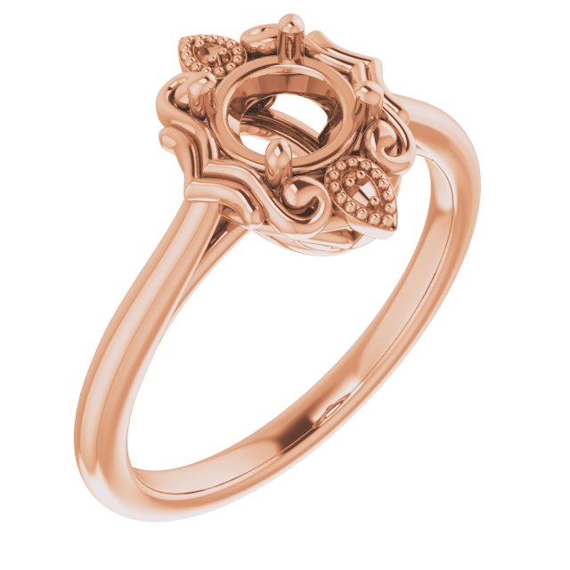 10K Rose 5.5mm Round Ring Mounting