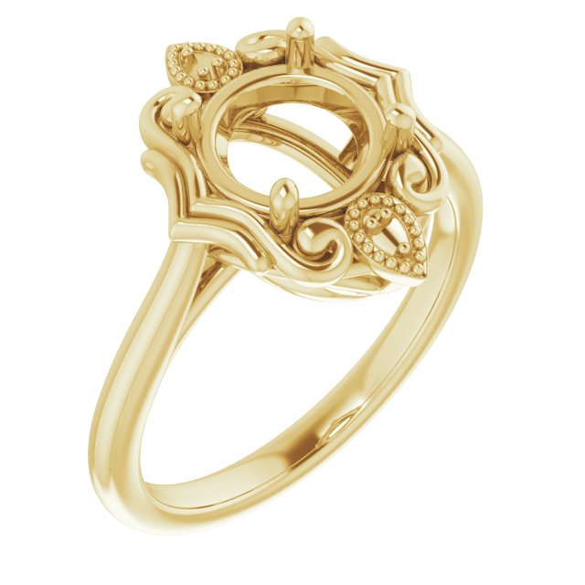 18K Yellow 7.4mm Round Ring Mounting