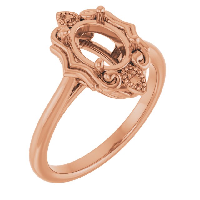14K Rose 8x6 mm Oval Ring Mounting