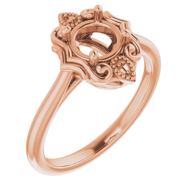 10K Rose 6mm Round Ring Mounting