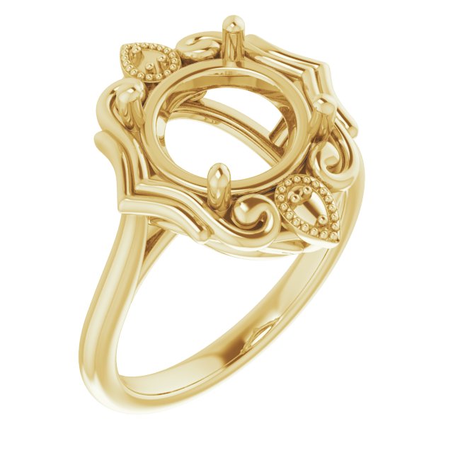 14K Yellow 9.4mm Round Ring Mounting