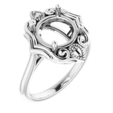 18K White 9.4mm Round Ring Mounting