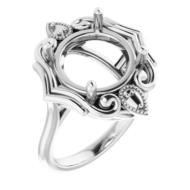 Sterling Silver 12mm Round Ring Mounting