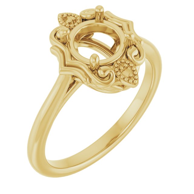10K Yellow 6.5 mm Round Ring Mounting