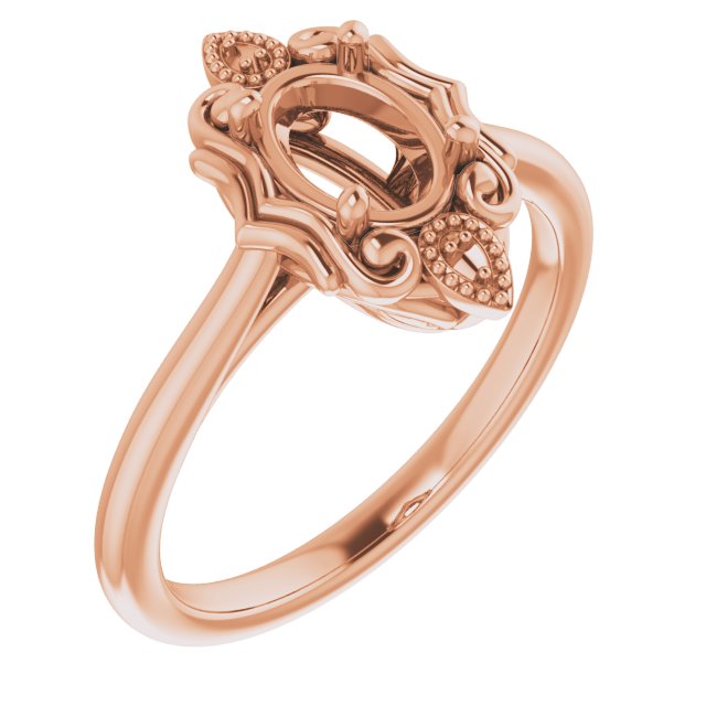 10K Rose 7x5 mm Oval Ring Mounting