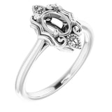 14K White 7x5 mm Oval Ring Mounting