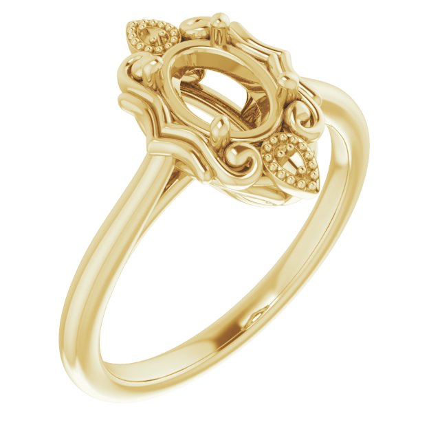 18K Yellow 7x5 mm Oval Ring Mounting