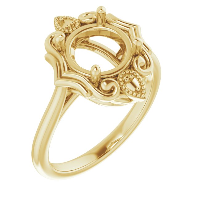14K Yellow 8.2mm Round Ring Mounting