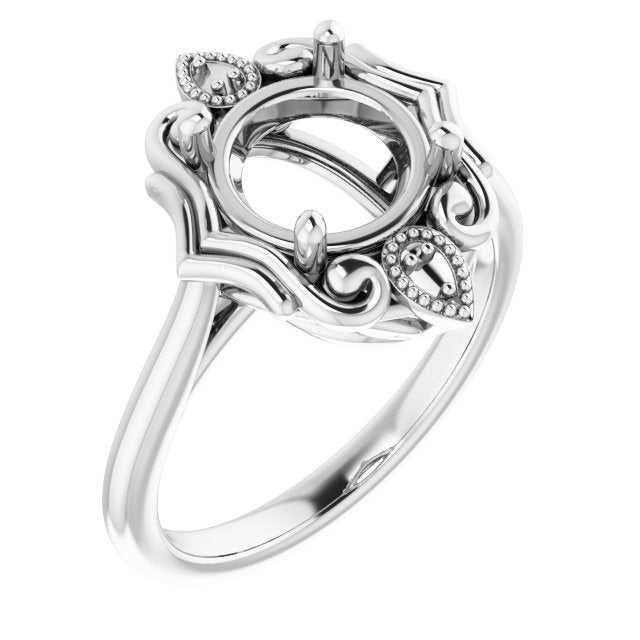 18K White 8.2mm Round Ring Mounting