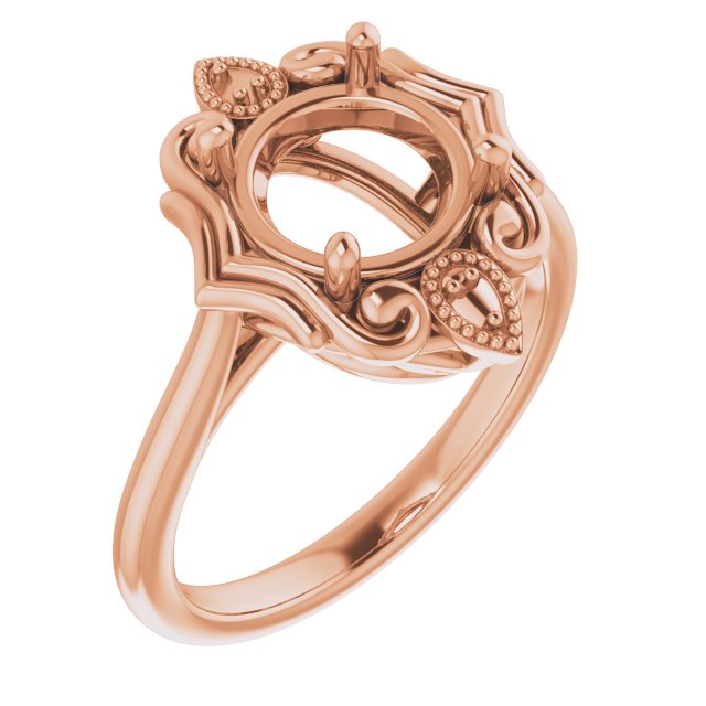 18K Rose 8.2mm Round Ring Mounting