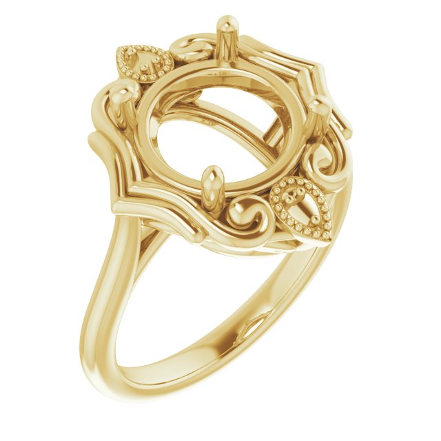 18K Yellow 10mm Round Ring Mounting