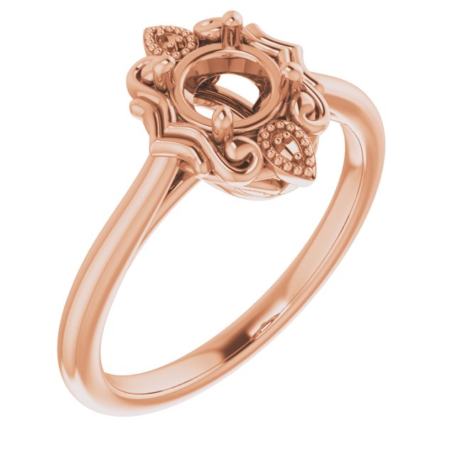 14K Rose 5.2mm Round Ring Mounting