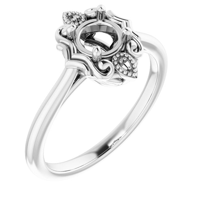 18K White 5.2mm Round Ring Mounting