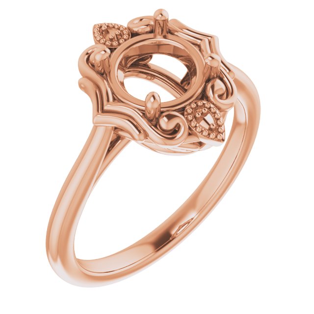 10K Rose 7mm Round Ring Mounting