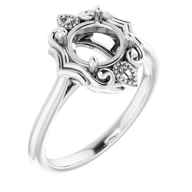 18K White 7mm Round Ring Mounting