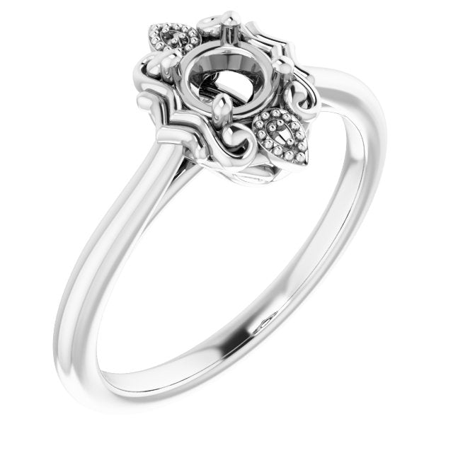 14K X1 White 4.4mm Round Ring Mounting