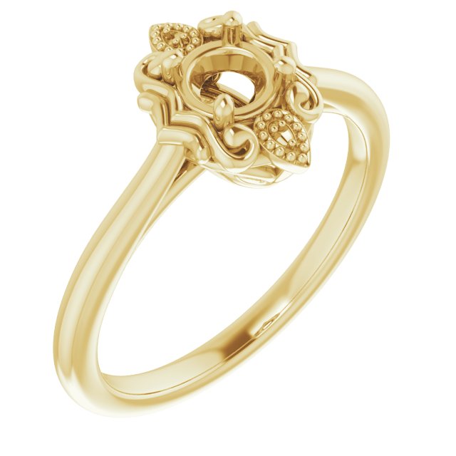 18K Yellow 4.4mm Round Ring Mounting