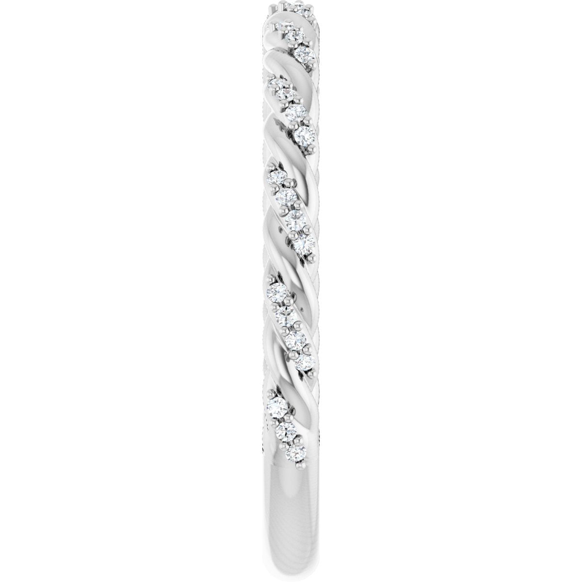 14K White Gold 1/10 CTW Natural Diamond Rope Anniversary Band
