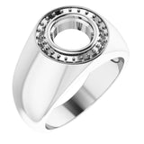 14K White 8mm Round Ring Mounting