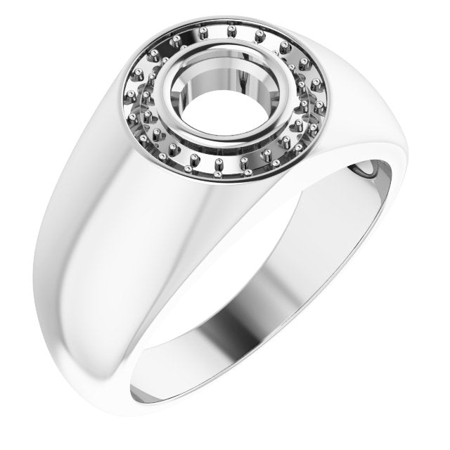 10K White 6mm Round Ring Mounting