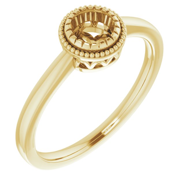 14K Yellow 5mm Round Ring Mounting