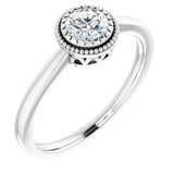 14K White Natural White Sapphire Ring