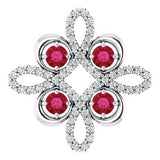 14K White Natural Ruby & 1/6 CTW Natural Diamond Clover Pendant