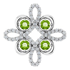 Platinum Natural Peridot & 1/6 CTW Natural Diamond Clover Pendant