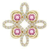 14K Yellow Natural Pink Tourmaline & 1/8 CTW Natural Diamond Clover Pendant