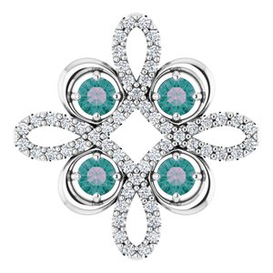 Platinum Lab-Grown Alexandrite & 1/6 CTW Diamond Clover Pendant
