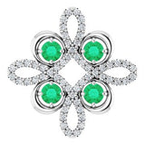 14K White Lab-Grown Emerald & 1/6 CTW Diamond Clover Pendant
