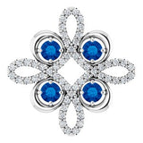 Platinum Lab-Grown Blue Sapphire & 1/6 CTW Diamond Clover Pendant